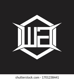 Monograma de logotipo WG con modelo hexagonal y cuatro trapos