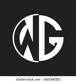 WG Logo monogram with Negative space style design tempate