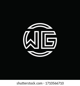 WG logo monogram with negative space circle rounded design template