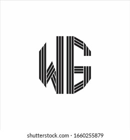 Estilo de esquema monográfico del logotipo WG aislado en fondo blanco