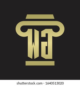 WG Logo monogram with pillar style design template with gold colors