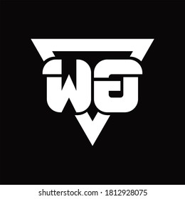 WG Logo monogram with triangle shape rounded design template on black background