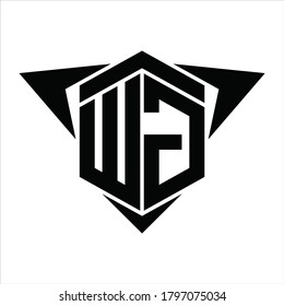 WG-Logo-Monogramm mit Flügel-Pfeil um die Design-Vorlage auf weißem Hintergrund