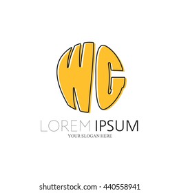 WG Logo. Vector Graphic Sphere Branding Letter Element. White Background