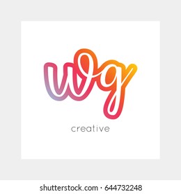 WG logo, vector. Useful as branding, app icon, alphabet combination, clip-art.
