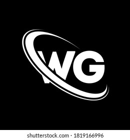 Logo de WG. Diseño W G. Letra blanca WG. Diseño del logotipo de letras WG/W G. Letra inicial logotipo de monograma superior de círculo enlazado a WG.	
