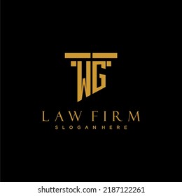 logotipo inicial de monograma WG para la firma de abogados con diseño de hitos