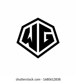 WG monogram logo with hexagon shape and line rounded style design template isolated on white background