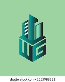 wg real state hexagon  vector letter logo