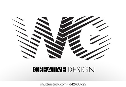 WG W G Lines Letter Design with Creative Elegant Zebra Vector Illustration.