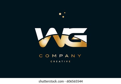 wg w g  white yellow gold golden metal metallic luxury alphabet company letter logo design vector icon template
