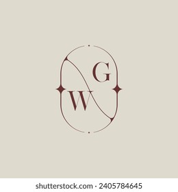 WG wedding classic in elegant monogram with high quality professional design that will print well