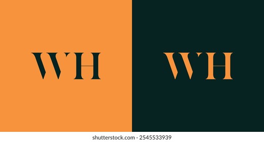 WH abstract minimalist letters Logo Monogram. It is a minimalist logo, this logo is made by combining two letters
