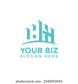WH Building combined with negative space of Horse Logo Concept