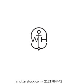 Diseño de logotipo de carta creativa WH en concepto de ancla con diseño profesional de alta calidad que se imprimirá en cualquier medio de impresión