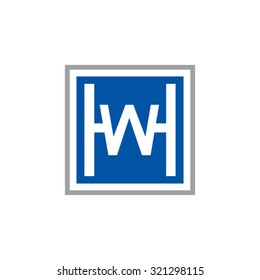 WH HW initial company, blue square frame