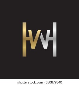 WH HW initial company H square shape silver gold logo black background