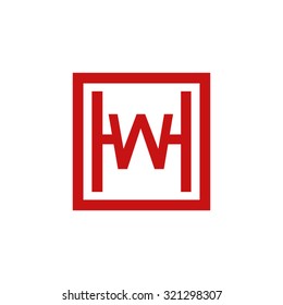 WH HW initial company, red square frame