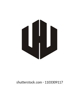 WH or HW letter hexagon vector logo