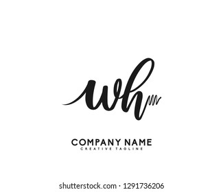 WH Initial Handwriting Logo Template Vector