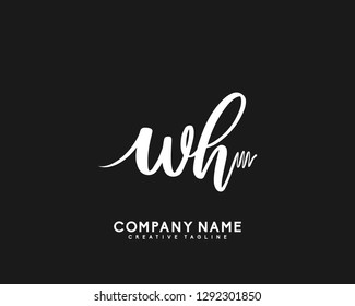 WH Initial Handwriting Logo Template Vector