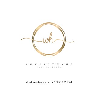 WH initial handwriting logo template vector