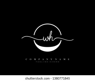 WH initial handwriting logo template vector