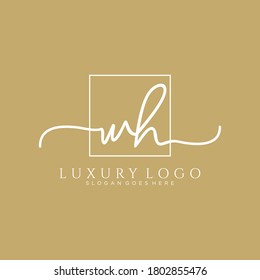 WH Initial handwriting logo template vector