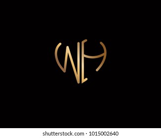 WH initial heart shape gold colored logo