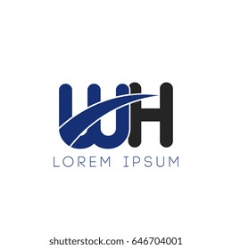 wh initial letter uppercase logo blue and black