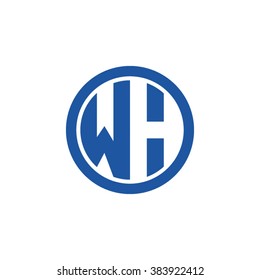 WH initial letters circle business logo blue