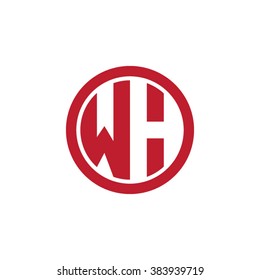 WH initial letters circle business logo red
