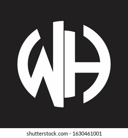 WH Initial Logo design Monogram Isolated on black and white