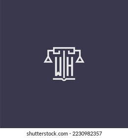 WH initial monogram for lawfirm logo with scales vector image