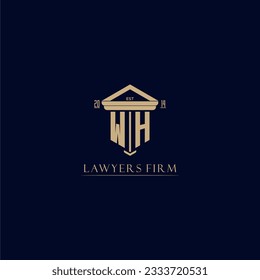 WH initial monogram lawfirm logo with pillar design