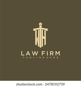 WH initial monogram for lawfirm logo with sword style image