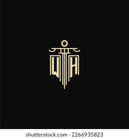 WH initial monogram for lawyers logo with pillar design ideas