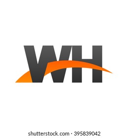 WH initial overlapping swoosh letter logo black orange