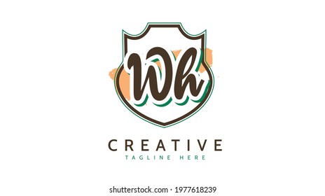 WH Initials, handwriting logo vector