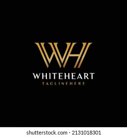 WH Letter Logo Design Initial With Gold Color