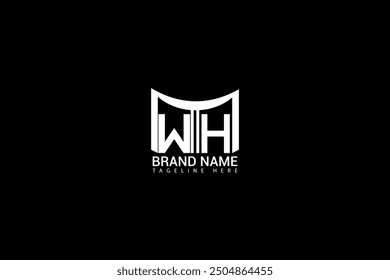 WH-Buchstabe Logo-Design auf schwarzem Hintergrund. WH kreative Initialen Buchstaben Logo-Konzept. WH-Icon-Design. WH weißer und blauer Buchstabe Symboldesign auf Schwarz