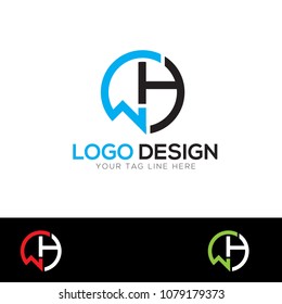WH Letter Logo Design Template EPS