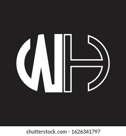 WH Letter logo monogram with oval shape negative space design template