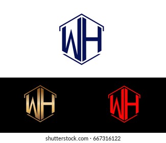 WH letters linked with hexagon shape logo
