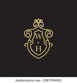 WH line vintage initial logo in high quality professional design that will print well across any print media