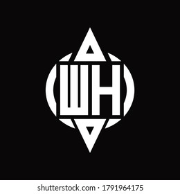 WH Logo with circle rounded combine triangle top and bottom side design template