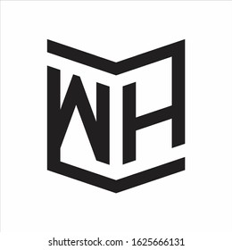 WH Logo Emblem Monogram With Shield Style Design Template Isolated On white Background
