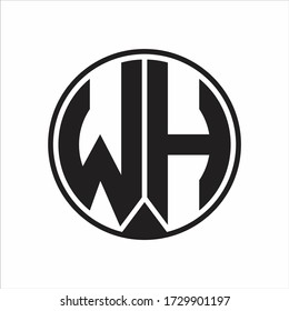 WH Logo monogram circle with piece ribbon style on white background