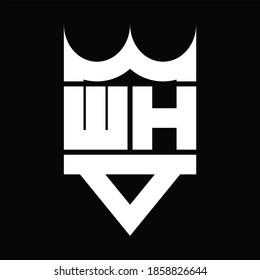 WH Logo monogram with crown shape isolated on Black background