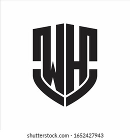 WH Logo monogram with emblem shield shape design isolated on white background